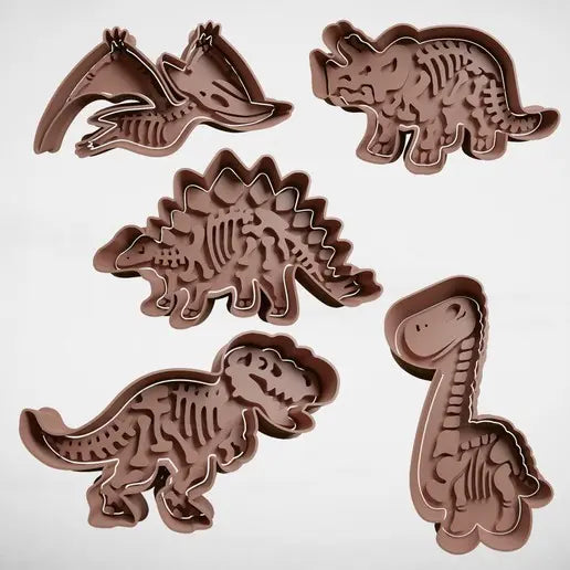 Set 5 Cortadores De Galletas - Dinosaurios Fosiles